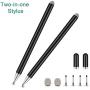 Universal Disc Stylus Pens, 2 in 1 Capacitive Stylist Pens for All Capacitive Touch Screens Cell Phones, iPad, Tablet, Laptops with 6 Replacement Tips by Molichang (2 Pcs) (Black/Black)