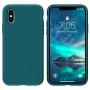 OuXul Case for iPhone X/iPhone Xs 5.8 inch Liquid Silicone Gel Rubber Phone Case, Full Body Slim Soft Microfiber Lining Cushion Shockproof Protective Case (Blackish Green)