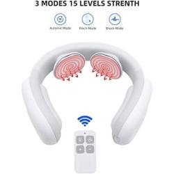 Neck Massager, Electric Pulse Heat Smart Cordless Neck Massage, 3 Modes 15 Strenth Levels for Home, Car, Office, Outdoor and Gift