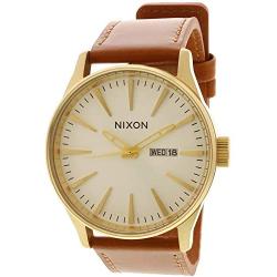 Nixon Mens A105 Sentry 42mm Stainless Steel Leather Quartz Movement Watch