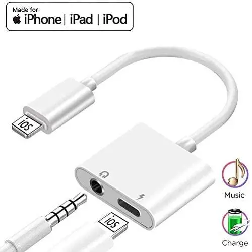 3.5mm Jack for iPhone Headphone Adapter Dongle 2 in 1 Car Charger AUX Cord Converter Splitter Charge & Audio Cables for iPhone 7/7 Plus/8/X/10/11/XR/XS/XS Max Earphone Adaptor Support iOS Systems 3.5mm Jack for iPhone Headphone Adapter Dongle 2 in 1 Car Charger AUX Cord Converter Splitter Charge & Audio Cables for iPhone 7/7 Plus/8/X/10/11/XR/XS/XS Max Earphone Adaptor Support iOS Systems