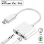 3.5mm Jack for iPhone Headphone Adapter Dongle 2 in 1 Car Charger AUX Cord Converter Splitter Charge & Audio Cables for iPhone 7/7 Plus/8/X/10/11/XR/XS/XS Max Earphone Adaptor Support iOS Systems