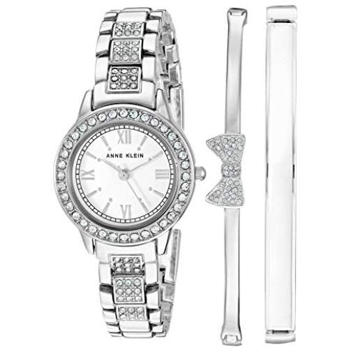 Anne Klein Womens Swarovski Crystal Accented Bracelet Watch and Bangle Set, AK/3334