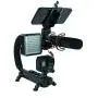 Cam Caddie Scorpion Jr Triple Shoe Camera Stabilizer - Collapsible Stabilizing Smartphone Handle Compatible with All DSLR, GoPro, Mobile Phones w/ 3-in-1 Integrated Cold Shoe - Black