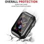 Smiling Case for Apple Watch Series 3 & Series 2 38mm with Buit in Tempered Glass Screen Protector- All Around Hard PC Protective Case High Definition Clear Ultra-Thin Cover (Black, 38mm)