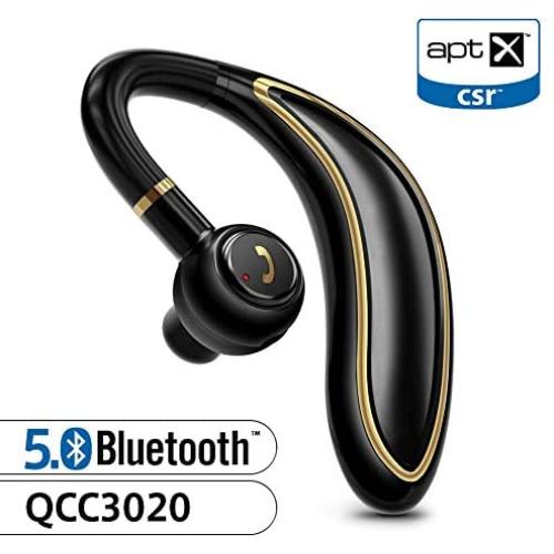 Bluetooth Earpiece for Cell Phone, Timmkoo S60 Single Ear Hands-Free Wireless Bluetooth Headset with Mic Apt-X CVC8.0 for iPhone, Samsung, Android, PC, Laptop, Tablet, TVs (Gold)