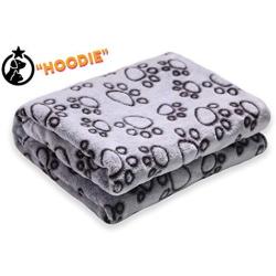 Pet Dog Blanket Fluffy Fleece, Soft and Cozy Pet Cat Throw with Paws Print for Dogs & Cats, Machine Washable Premium Non Shedding, Gray
