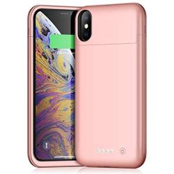 Feob Battery Case for iPhone XR, Upgraded 5500mAh Portable Charging Case Extended Battery Pack for iPhone XR Charger Case (6.1 inch)- Rose Gold