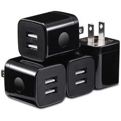 X-EDITION USB Wall Charger, 4-Pack 2.1A Dual Port USB Cube Power Adapter Wall Charger Plug Charging Block Compatible with Phone Xs Max/Xs/XR/X/8/7/6S/6 Plus, Pad, Samsung, Android Phone (Black)