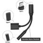 Nylon Braided 2 in 1 USB C Type C to 3.5mm Headphone Audio Aux Jack & Charge Adapter Cable Converter for Motorola Moto Z, Letv Le Pro 3 and Other Mobile Phone That Without 3.5mm Audio Jack