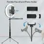 Desktop LED Ring Light 10’’ with Adjustable Tripod Stand and Phone Holder, TBJSM Dimmable Selfie Ring Light for Makeup, TikTok, Live Streaming and YouTube Video Shooting