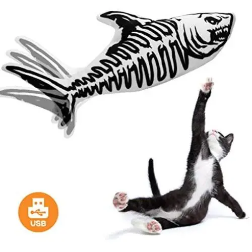 Beewarm Electric Flopping Cat Kicker Fish Toy, Realistic Flopping Fish, Wiggle Fish Catnip Toys, Motion Kitten Toy, Plush Interactive Cat Toys, Fun Toy for Cat Exercise