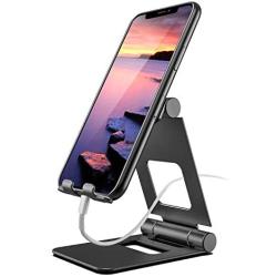 ProCase Foldable Cell Phone Stand Tablet Stand, Desktop Universal Portable Rotatable Metal Stand Holder for iPhone, iPad, Kindle, Nintendo Switch, Smartphone and Tablet up to 13" -Black