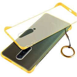 Compatible with Oneplus 7 pro Case,ASONRL Clear Frameless Matte Hard PC Slim Shock Absorption TPU Bumper with Non-Slip Surface Rope Pull Ring Case (Yellow)