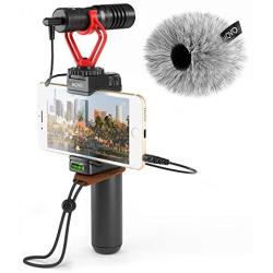 Movo Smartphone Video Rig with Shotgun Microphone, Grip Handle, Wrist Strap for iPhone 5, 5C, 5S, 6, 6S, 7, 8, X, XS, XS Max, 11, 11 Pro, Samsung Galaxy, Note and More
