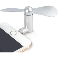 iPhone Fan, Portable Aluminum Alloy Shell Lightning Plugs Mini Cooler Rotating Fan for iPhone (Silver)