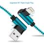 Right Angle iPhone Charger 10ft 3 Pack 90 Degree Lightning Cable Compatible with iPhone Xs MAX/XR/X/8 8 Plus/7 7 Plus/6 6 Plus/iPad (Light Blue,10ft)