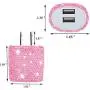 USB Wall Charger Bling 5V/2.4A 24W Dual Port Fast Charger Plug Cell Phone Block Adapter Pink for iPhone Android Samsung iPad Tablet etc.