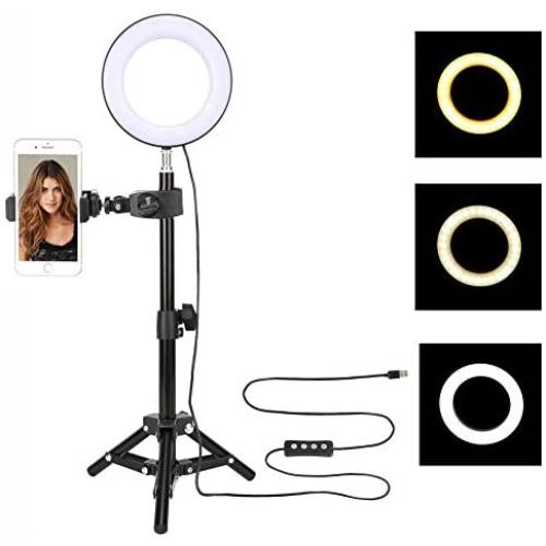 ZoMei 6 Selfie Ring Light with Tripod Stand & Cell Phone Holder for Live Stream Makeup YouTube Video Portrait Photography,Mini LED Camera Ringlight with Ball Head for iPhone Xs Max XR