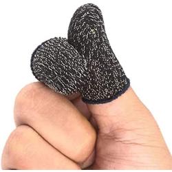 KMNIC Gaming Touchscreen Conductive Fiber Cap Anti-Sweat Breathable Touch Finger Gloves for Mobile Phone Games Better Than PUBG Trigger (Black) Pack of 2