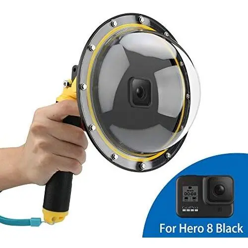 TELESIN Gopro Dome Port for GoPro Hero8 Black, Underwater 6 inches GoPro Diving Dome Port with Waterproof Cover Case + Floating Bobber Handle + Trigger for GoPro Hero 8 Black TELESIN Gopro Dome Port for GoPro Hero8 Black, Underwater 6 inches GoPro Diving Dome Port with Waterproof Cover Case + Floating Bobber Handle + Trigger for GoPro Hero 8 Black