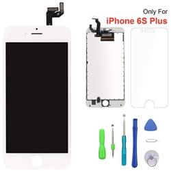 Screen Replacement for iPhone 6s Plus White 3D Touch Screen LCD Digitizer Replacement Frame Display Assembly Set with Repair Tool Kits(6s Plus, White)