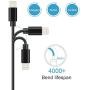 Lightning Cable, Quntis 3Pack 6.5FT Lightning to USB A Cable MFi Certified iPhone Cable Compatible with iPhone Xs Max XR X 8 Plus 7 Plus 6 Plus 5s SE iPad Pro iPod Airpods and More, Black