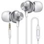 Wired Earbuds with Microphone, Overtime in-Ear Headphones with Pure Sound, Ear Buds with Mic, Earphones for iPhone 6/6s Plus/5s/SE, Galaxy, Android Smartphones, Tablets - Silver