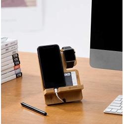 JACKCUBE Design Bamboo Charger Dock Stand Multi Device Charging Station Organizer Holder for Smartphone Cellphone Mobile Phone – :MK243A