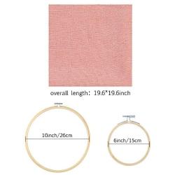 Caydo 14 Pieces 6 Colors Linen Needlework Fabric for Decoration Embroidery Project with Cross Stitch Hoop and Tools(19.6 by 19.6 Inch)