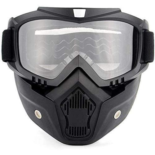 Easyinsmile Motorcycle Goggles with Detachable Mask,Road Riding UV Motorbike Glasses with Dustproof Mask,Windproof Cool Helmet Glasses for Skiing Riding Outdoor Activities