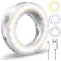 Upgraded Selfie Light for iPhone 3 Lighting Modes Rechargeable Adjustable Brightness 40 LED Ring Light Clip on Phone Camera LED Light Portable Led Circle Light