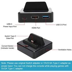 KINVOCA Switch Dock, Portable Switch Charging Stand, Compact Switch to HDMI Adapter, Switch Docking Station with Extra USB 3.0 Port,Replacement Charging Dock for Nintendo Switch with USB C Power Input