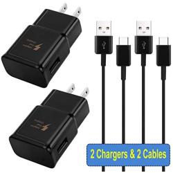 Adaptive Fast Charger Cable Compatible Samsung Galaxy S10 / S10+ / S10e / S8 / S9 / Plus/Edge/Active/Note 8 / Note 9, Wall Plug Power Adapter with USB Type C Cord (2 Pack)