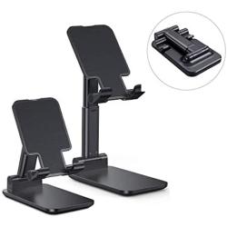 Adjustable Cell Phone Stand, Foldable Desktop Cell Phone Holder Cradle Dock Holder, Phone Stand for iPhone and All Smart Phones and Tablets（Black