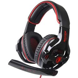 Sades Newly SA810 Over Ear Stereo Bass Gaming Headset Headphones with Noise Isolation Microphone for New Xbox One PC PS4 Laptop Phone Nintendo Switch(Red)