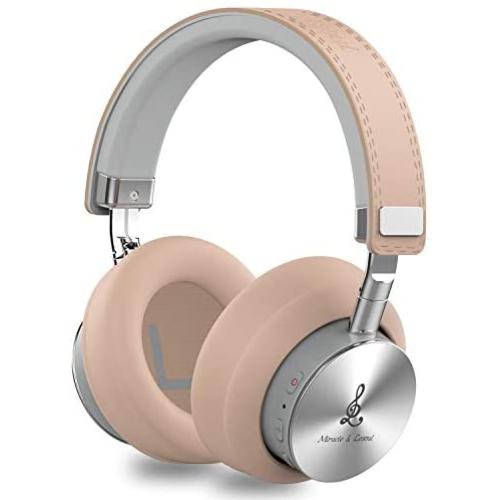 Miracle&Lesoul A7 Over Ear Bluetooth Headphones with Mic,Wireless and Wired Hi-Fi Stereo Bass Foldable Headset, Soft Memory-Protein Earmuffs, 25 Hours Playtime for Trave/Work/Laptop/PC/Phone,Natural
