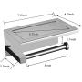 XVL Toilet Tissue Paper Holder with Mobile Phone Storage Shelf Brushed Finish