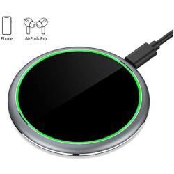 Yootech 7.5W/10W/15W Metal Wireless Charger,15W Max Wireless Charging Pad Compatible with iPhone SE 2020/11/11 Pro/11 Pro Max,LG V50/V40/G7,Galaxy S20/S10,Pixel 3/4XL, AirPods Pro (No AC Adapter)