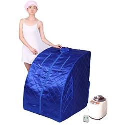 Smartmak Portable Steam Sauna, at Home Full Body One Person Spa Tent, 2L Steamer with Remote Control, eco-Friendly Indoor Weight Loss Detox Therapy, Herbal Box Included(US Plug)- Blue