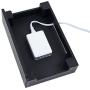 MobileVision Charging Station Slim Black Faux Leather Executive Multi Device Organizer for Smartphones Tablets & Laptops Includes Charging Strip Combo