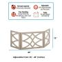 Zoogamo 3 Panel Gray Wooden Curves Design Pet Gate -19 Inches Tall Expands Up to 48 Freestanding Tri Fold Durable Wooden Dog Fence-Indoor/Outdoor Pet Barrier for Stairs,Doorways