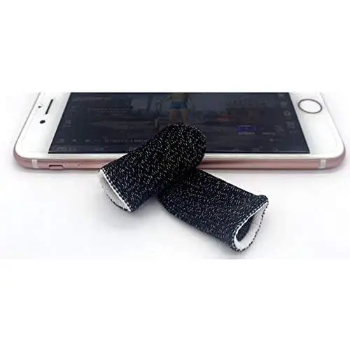 ShiningLove Gaming Finger Sleeve Touchscreen Finger Gloves Conductive Fiber Cap Anti-Sweat Breathable Touch and Sensitive for Mobile Phone Games Black+White