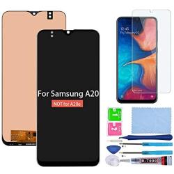 XR MARKET Compatible Samsung Galaxy A20 Screen Replacement, LCD Display Touch Digitizer Screen Assembly Part for SM-A205F/DS A205FN/DS A205U A205W with Tools, Screen Protector (Black NO Frame)