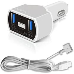 GISSARAL GISCCA-AM2 90W Laptop Car Charger for 2012 to 2015 Retina MacBook Pro MacBook Air and MacBook; Dual USB Quick Charge for Apple or Android Smartphones and Tablets