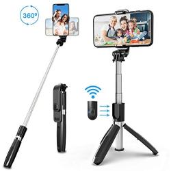 SYOSIN Selfie Stick Tripod, All in One 40 Inch Extendable Phone Tripod with Detachable Wireless Bluetooth Remote Adjustable Gopro DSLR Camera Tripod Compatible with iPhone 11/XS Max/XS/X Android Phone