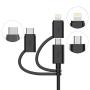 Apple MFI Certified 3-in-1 Cable, Lightning/Type C/Micro USB Cable for iPhone, iPad, Huawei, HTC, LG, Samsung Galaxy, Sony Xperia, Android Smartphones, iPad Pro 2018 and More 3 in 1 Black(3FT)