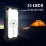 Solar Charger, 20000mAh Wireless Portable Solar Power Bank Panel Charger with 44 LEDs Outputs External Backup Battery Huge Capacity Phone Charger for Camping Outdoor for iOS Android