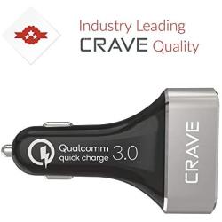 Crave CarHub 54W 4 Port USB Car Charger, Qualcomm Quick Charge 3.0 - Black