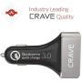 Crave CarHub 54W 4 Port USB Car Charger, Qualcomm Quick Charge 3.0 - Black